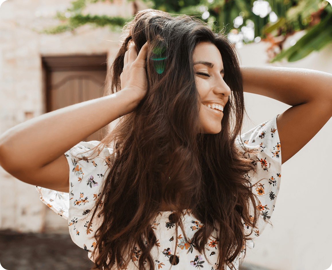 Woman with healthy skin and hair
