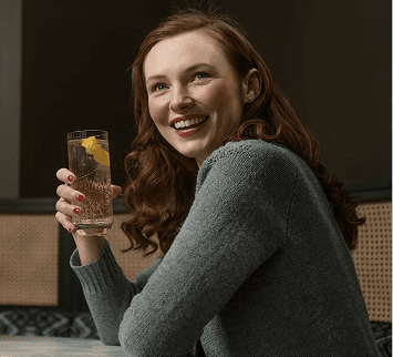 Woman hiking in snowy mountains